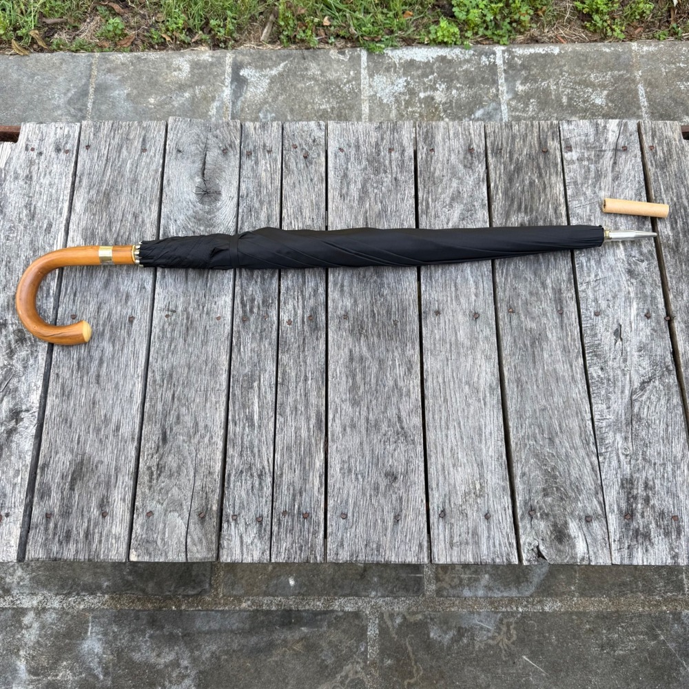 Swaine Adeney Brigg Umbrella Black Chestnut Handle Fox Frame Clergy Estate Find